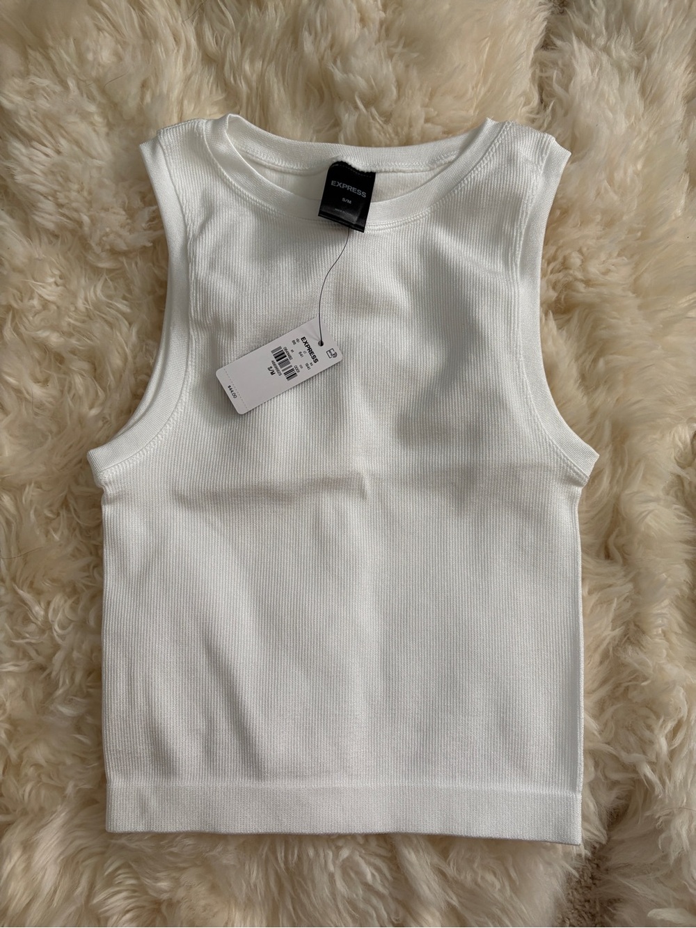 NWT Express Body Contour White Ribbed Sleeveless Tank in S/M